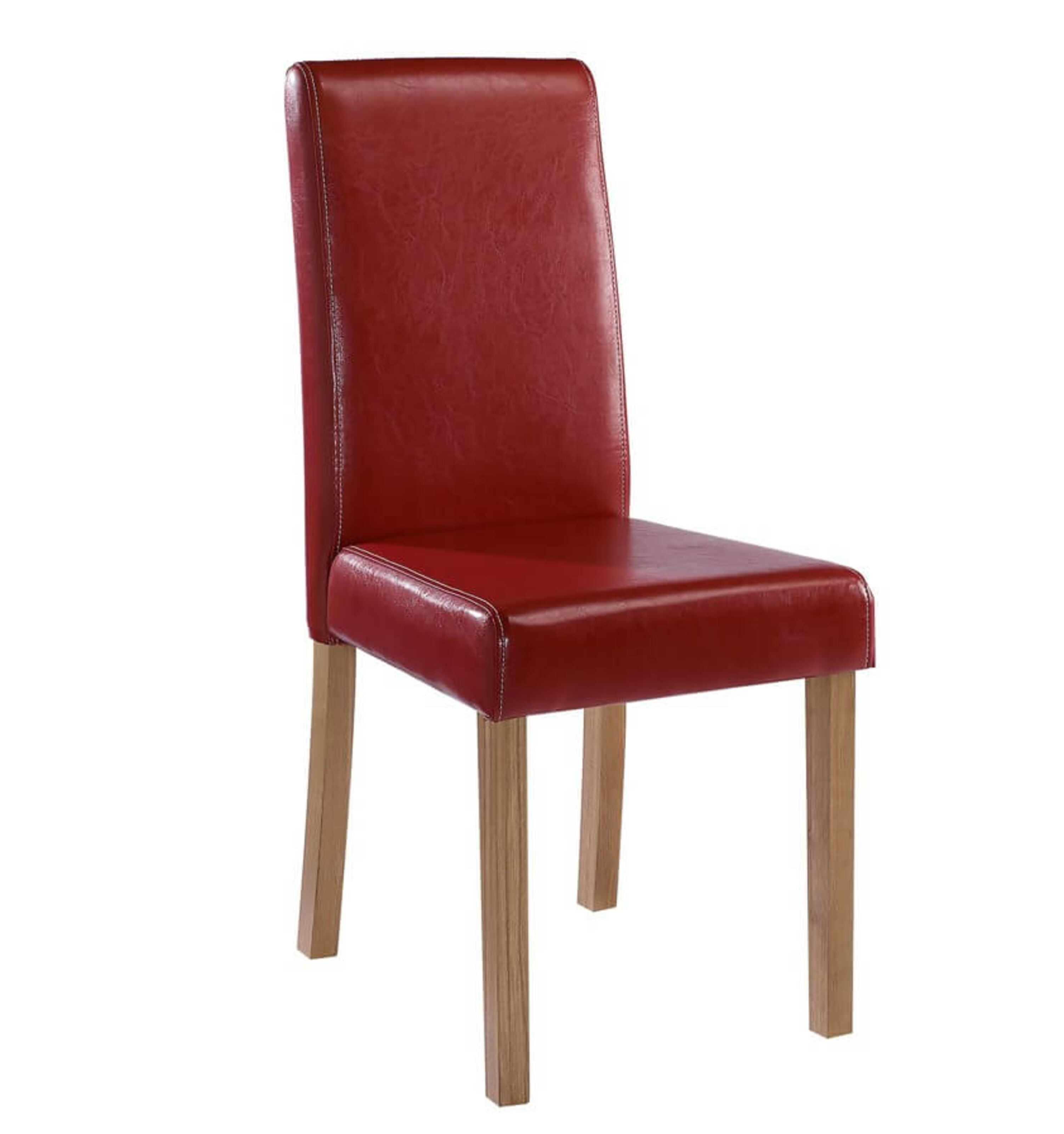 Jakob Red Faux Leather Dining Chairs With Oak Legs Set Of 2 Designer Sofas4u