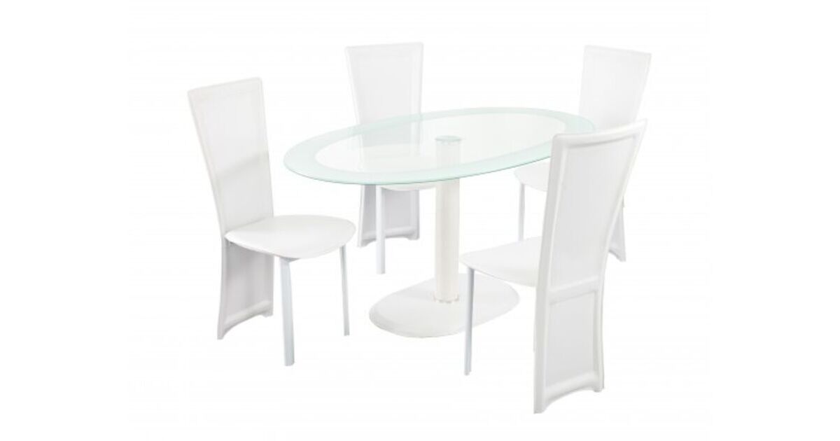 Oval glass dining table store set for 4