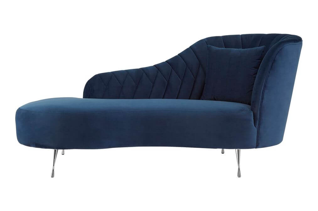 chaise longue blue velvet