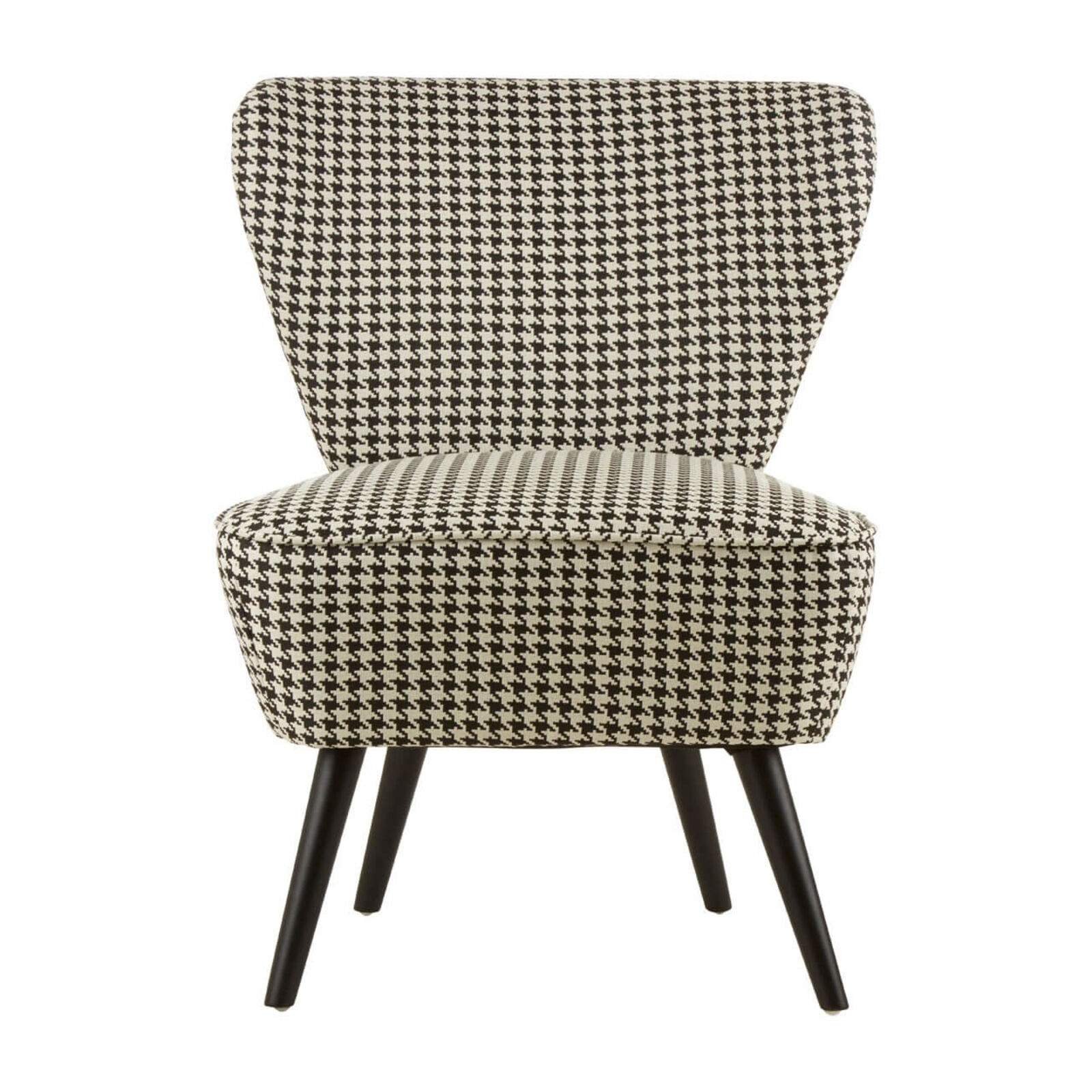 Product photograph of Per Black And White Fabric Wingback Chair With Black Wood Legs from Designer Sofas 4U