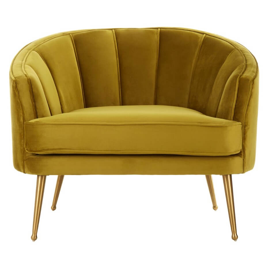 yellow velvet lounge chair