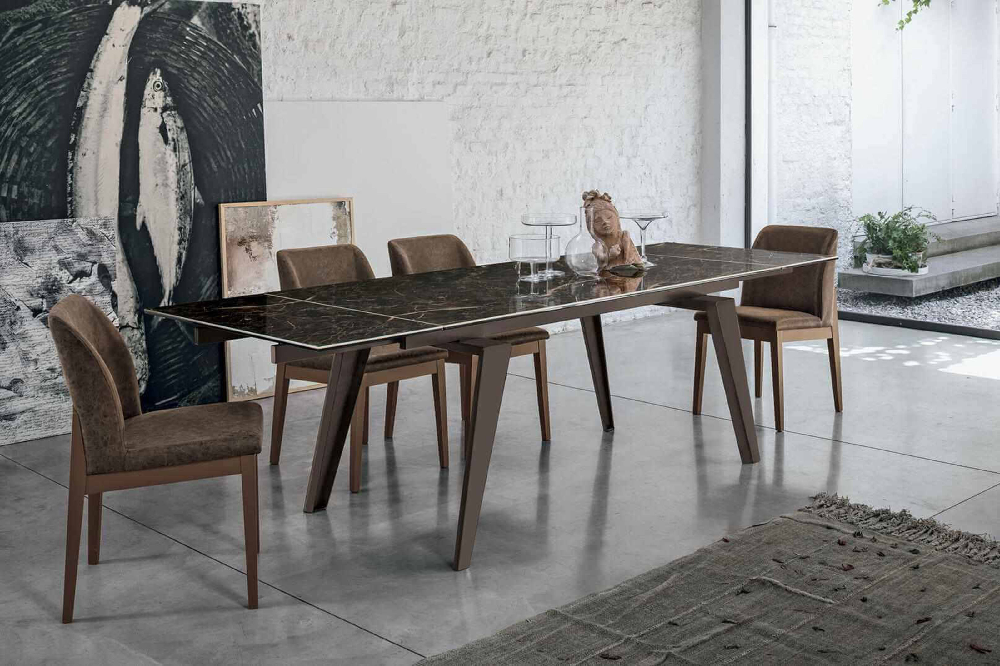 Marble extending dining discount table and chairs