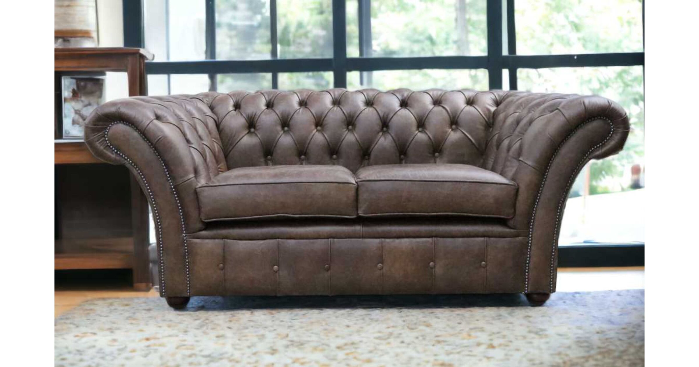 Cracked Wax Tobacco Chesterfield Balmoral 2 Seater sofa | DesignerSofas4U