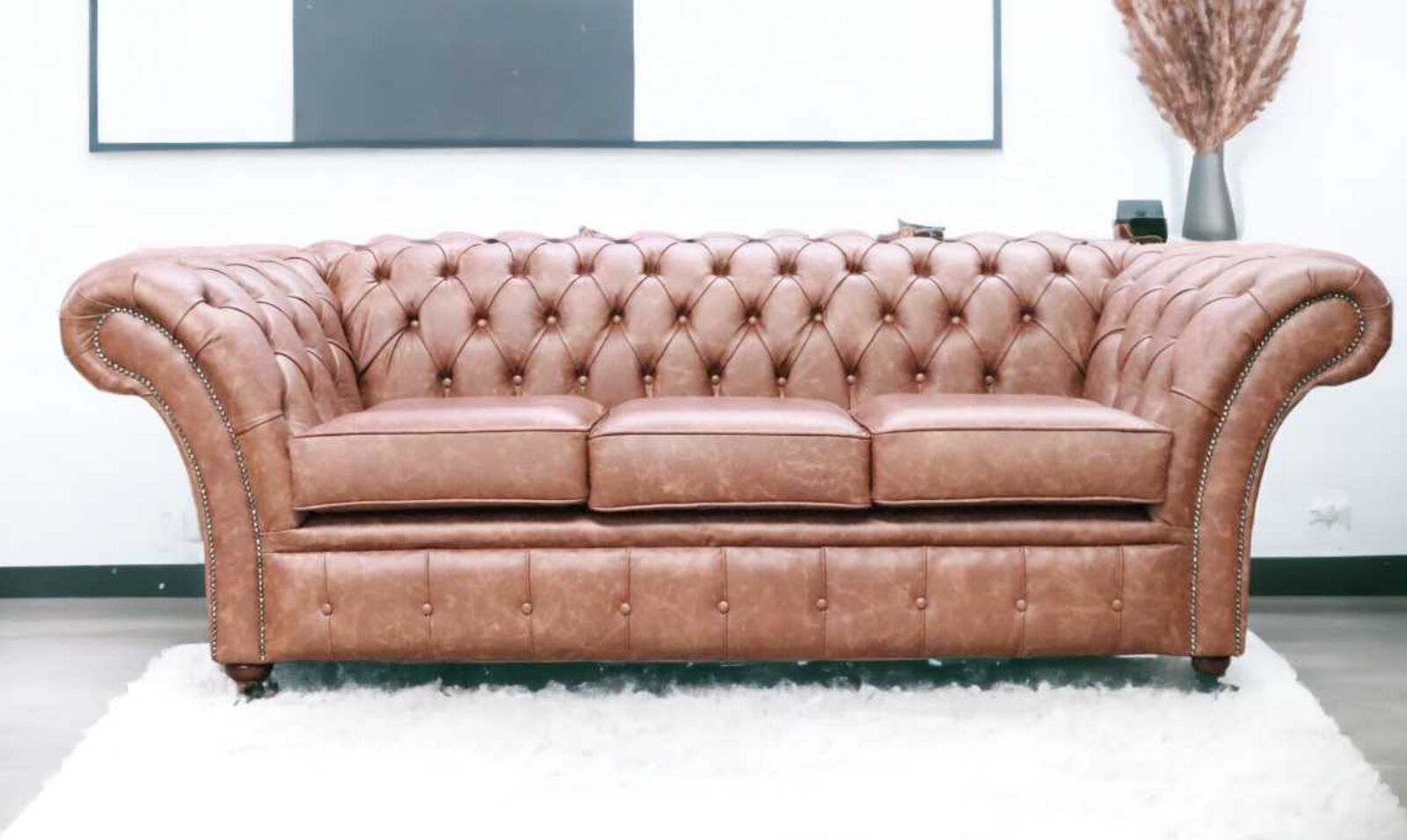 Product photograph of Chesterfield Balmoral 3 Seater Sofa Settee Etna Bourbon Brown Leather from Designer Sofas 4U