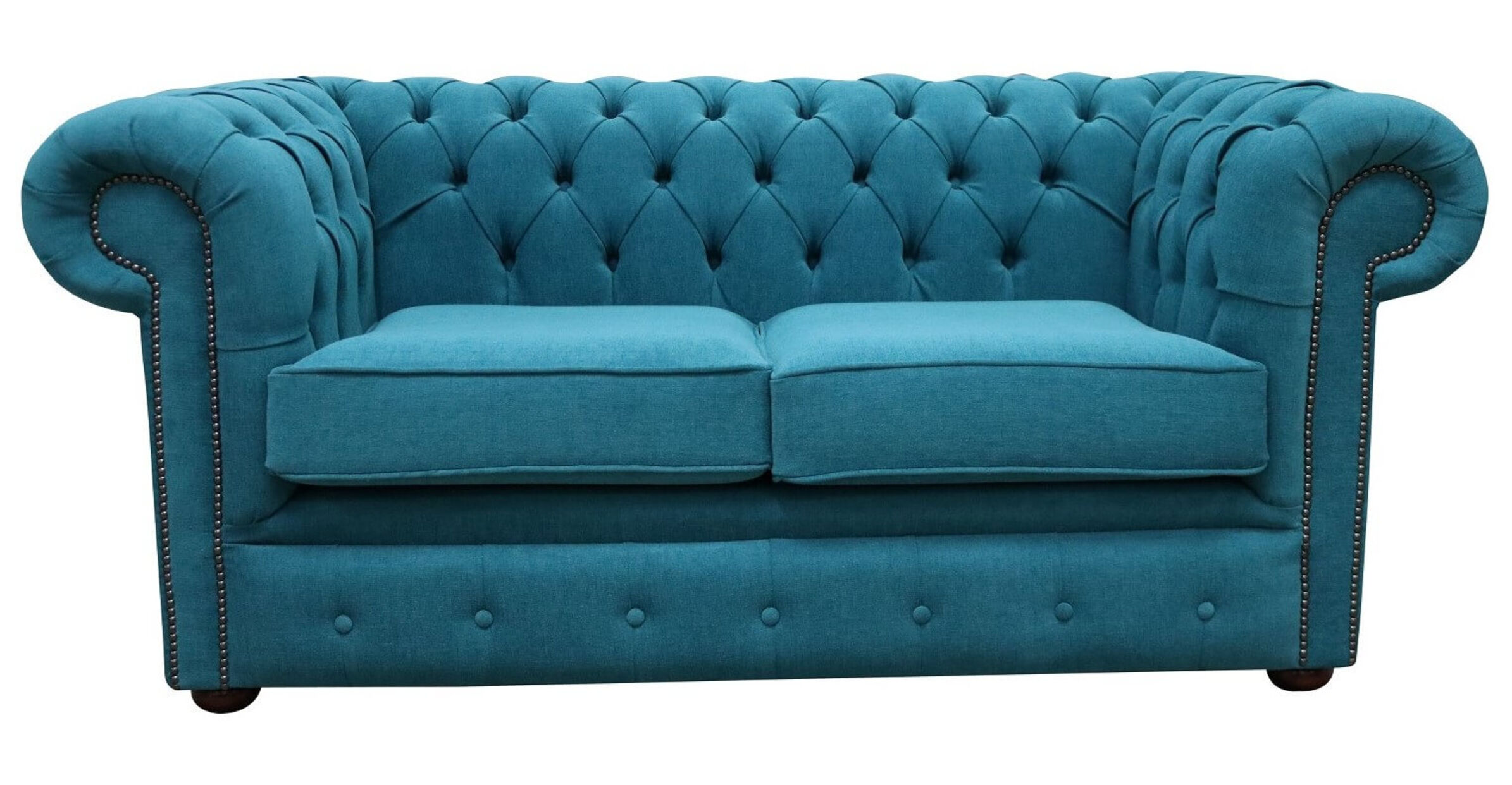  Chesterfield 2 Seater Cantare Teal Blue Easy Clean Fabric 