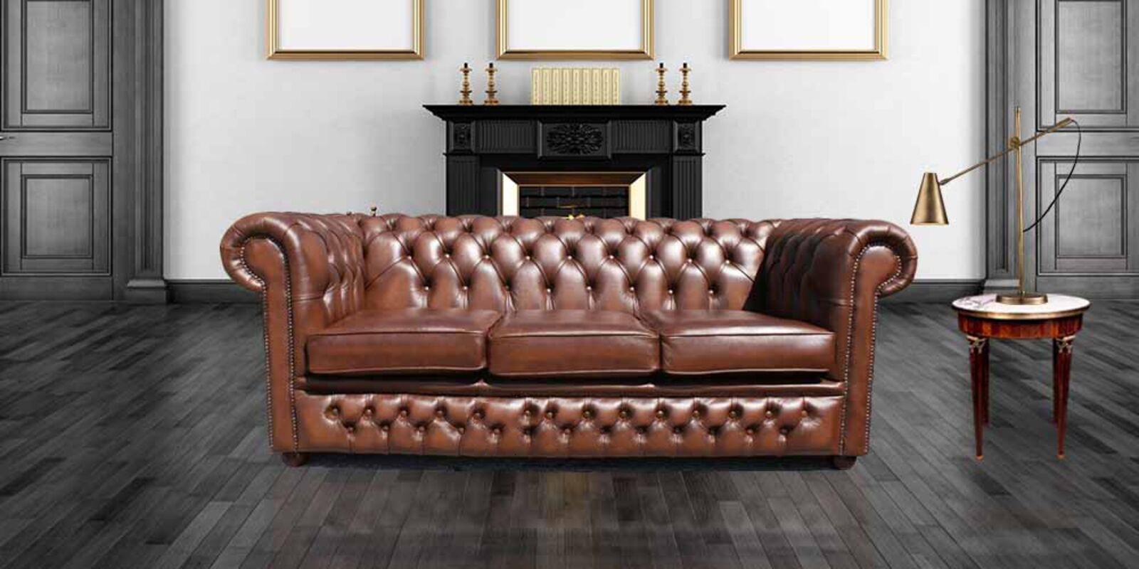Product photograph of Chesterfield 3 Seater Antique Tan Leather Sofa Settee Offer Dbb from Designer Sofas 4U
