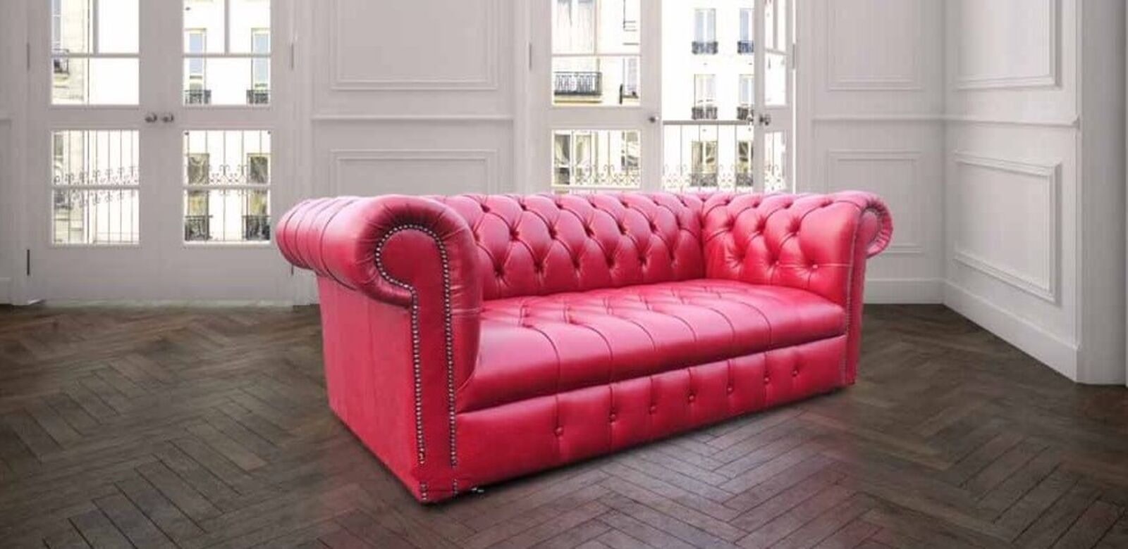 Product photograph of Chesterfield 3 Seater Settee Buttoned Seat Old English Gamay Leather Sofa from Designer Sofas 4U