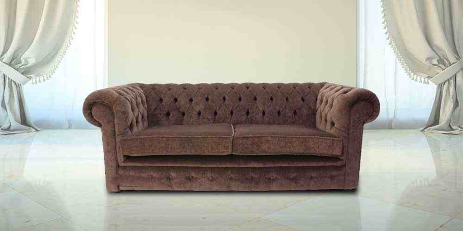 Product photograph of Chesterfield 3 Seater Settee Pimlico Chocolate Brown Sofa Offer from Designer Sofas 4U