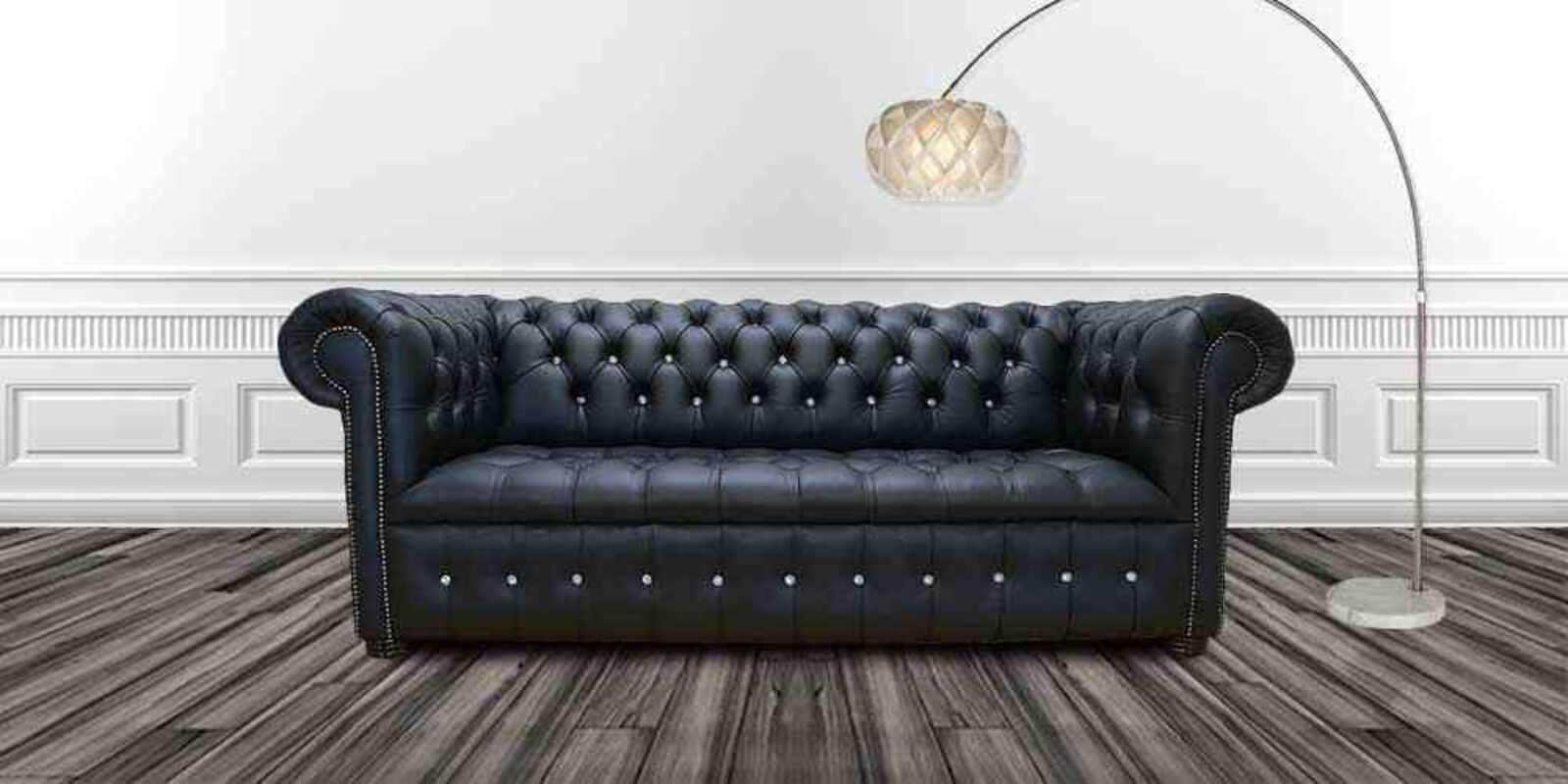 Product photograph of Chesterfield 3 Seater Settee Crystallized Diamond Leather Sofa Offer from Designer Sofas 4U