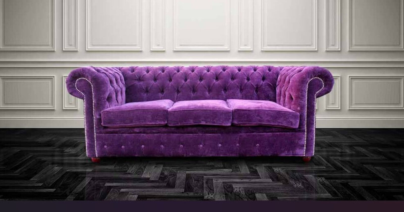 Product photograph of Chesterfield 3 Seater Settee Velluto Amethyst Fabric Sofa Offer from Designer Sofas 4U