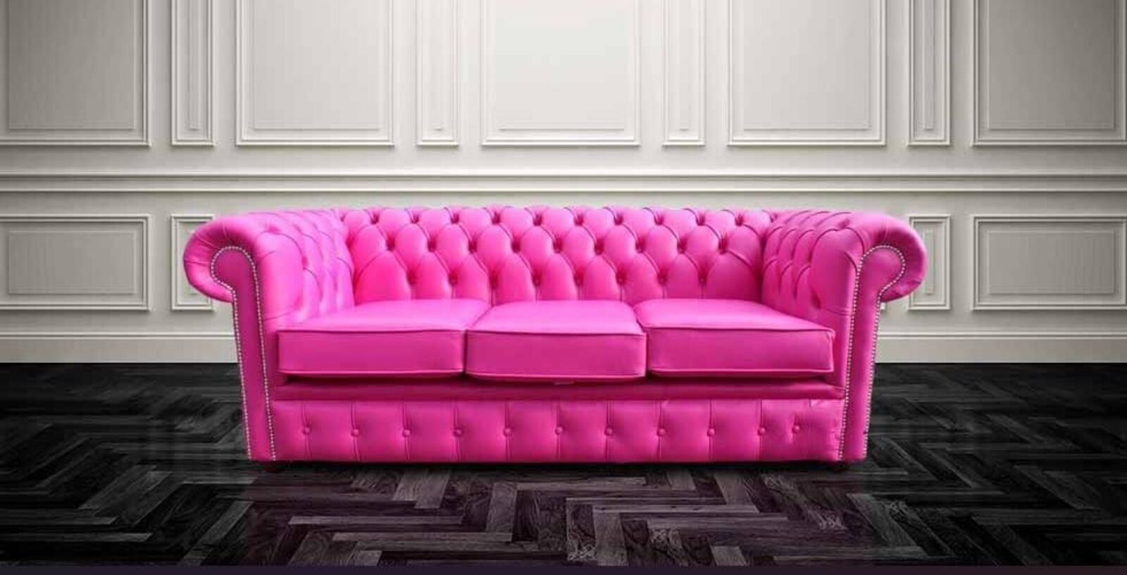 Product photograph of Chesterfield 3 Seater Sofa Settee Fuchsia Pink Leather Sofa Offer from Designer Sofas 4U