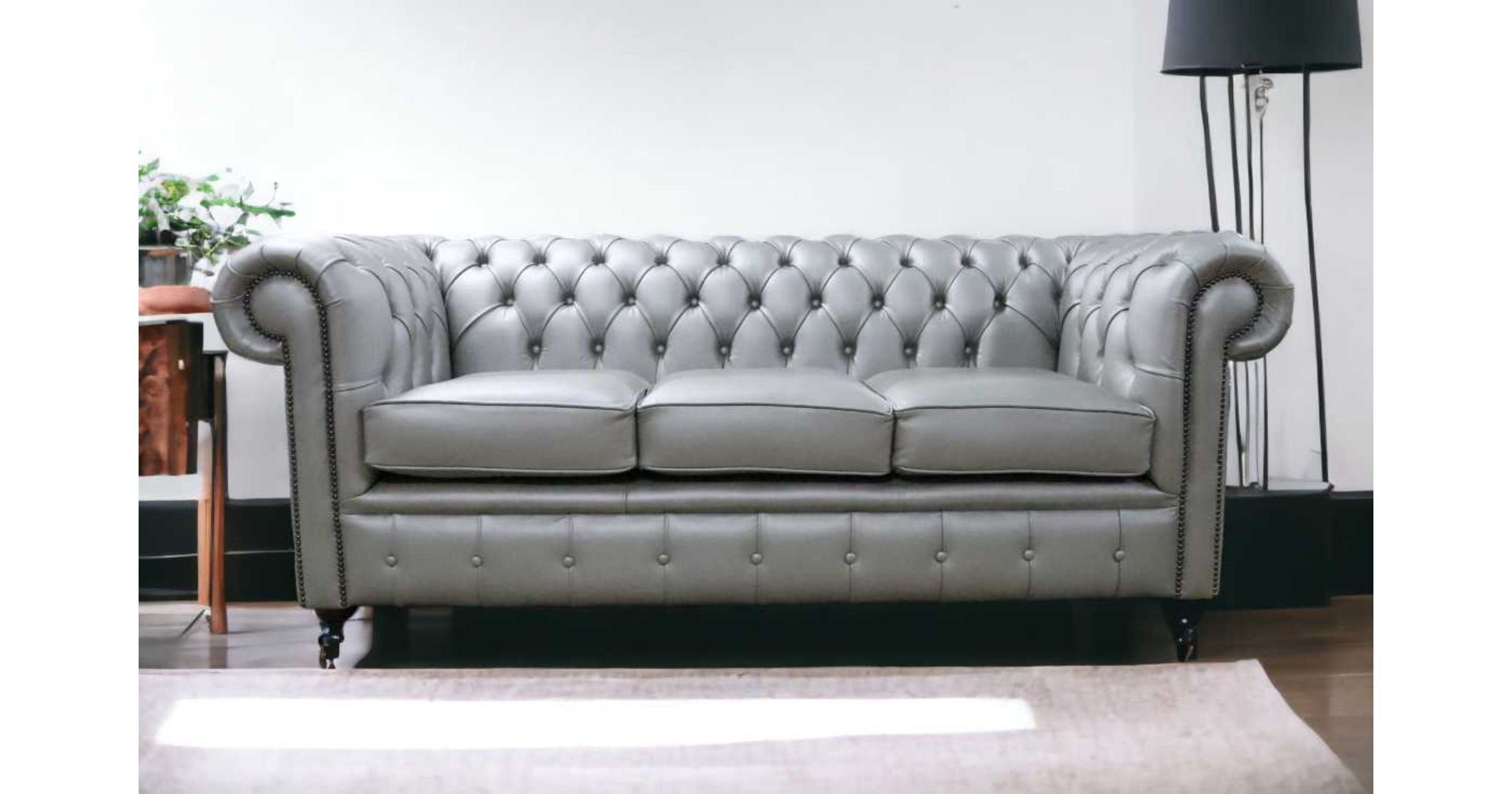 Silver grey deals chesterfield sofa