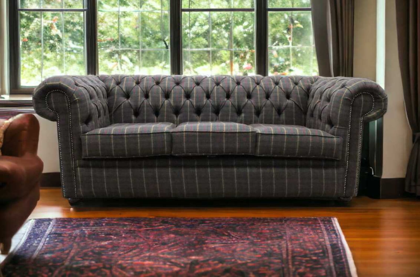 Product photograph of Chesterfield Arnold Wool 3 Seater Sofa Settee Balmoral Fir Tartan Check from Designer Sofas 4U