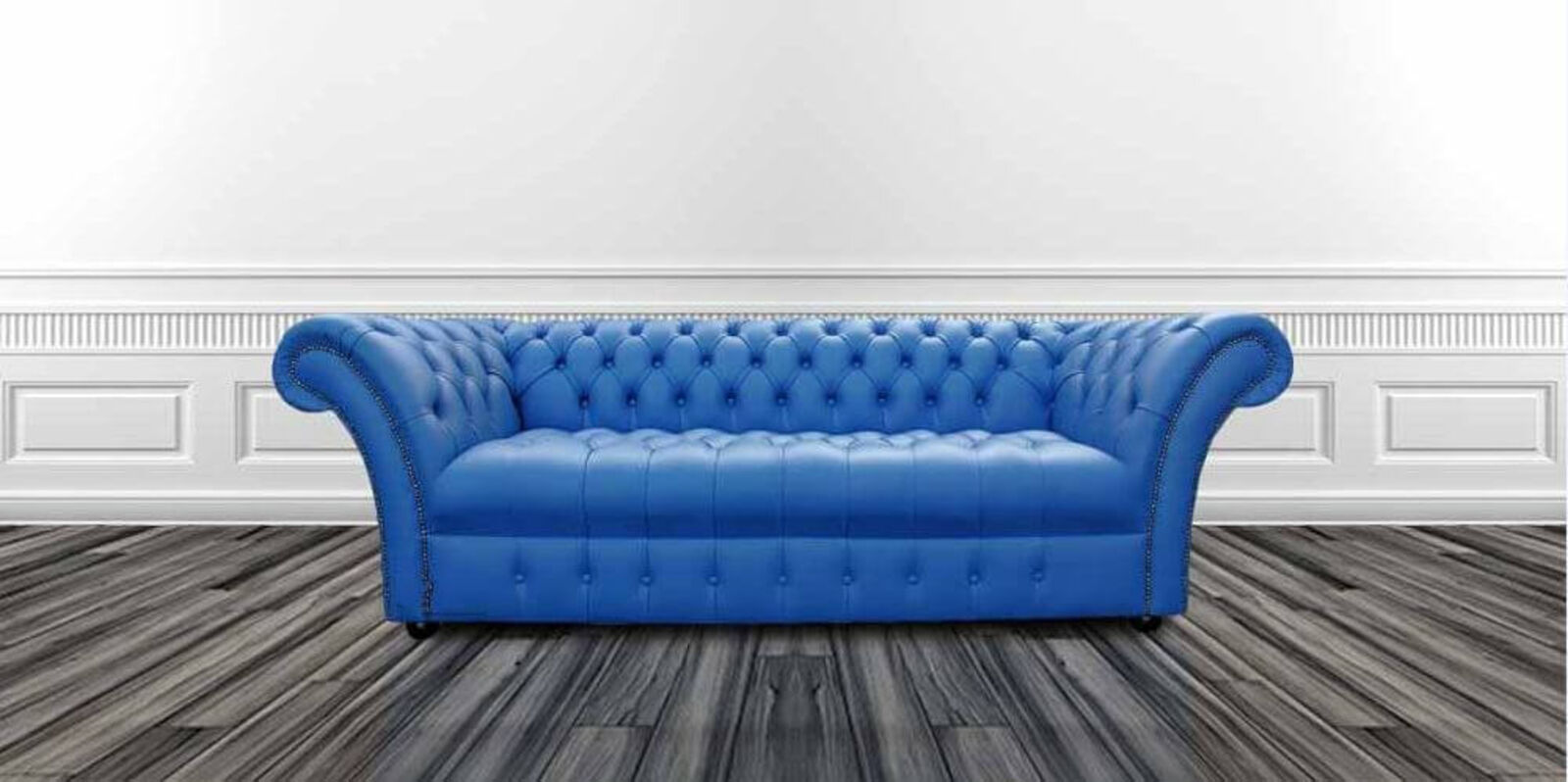 Product photograph of Chesterfield Balmoral 3 Seater Sofa Settee Buttoned Seat Deep Ultramarine Blue Leather from Designer Sofas 4U