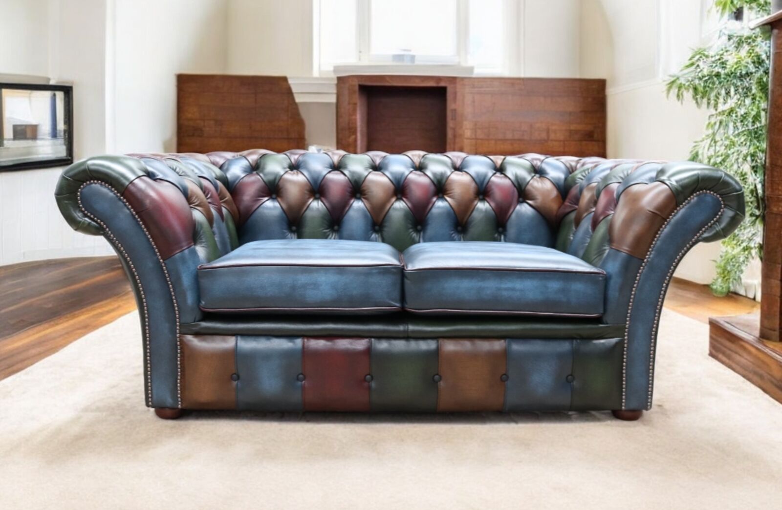 Product photograph of Chesterfield Patchwork Balmoral 2 Seater Sofa Settee Antique Leather from Designer Sofas 4U