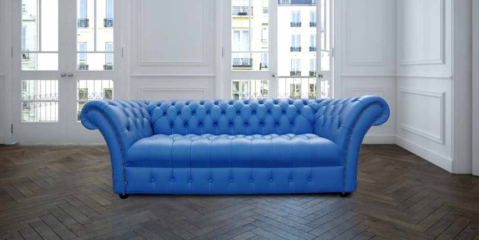 Cobalt blue leather deals couch