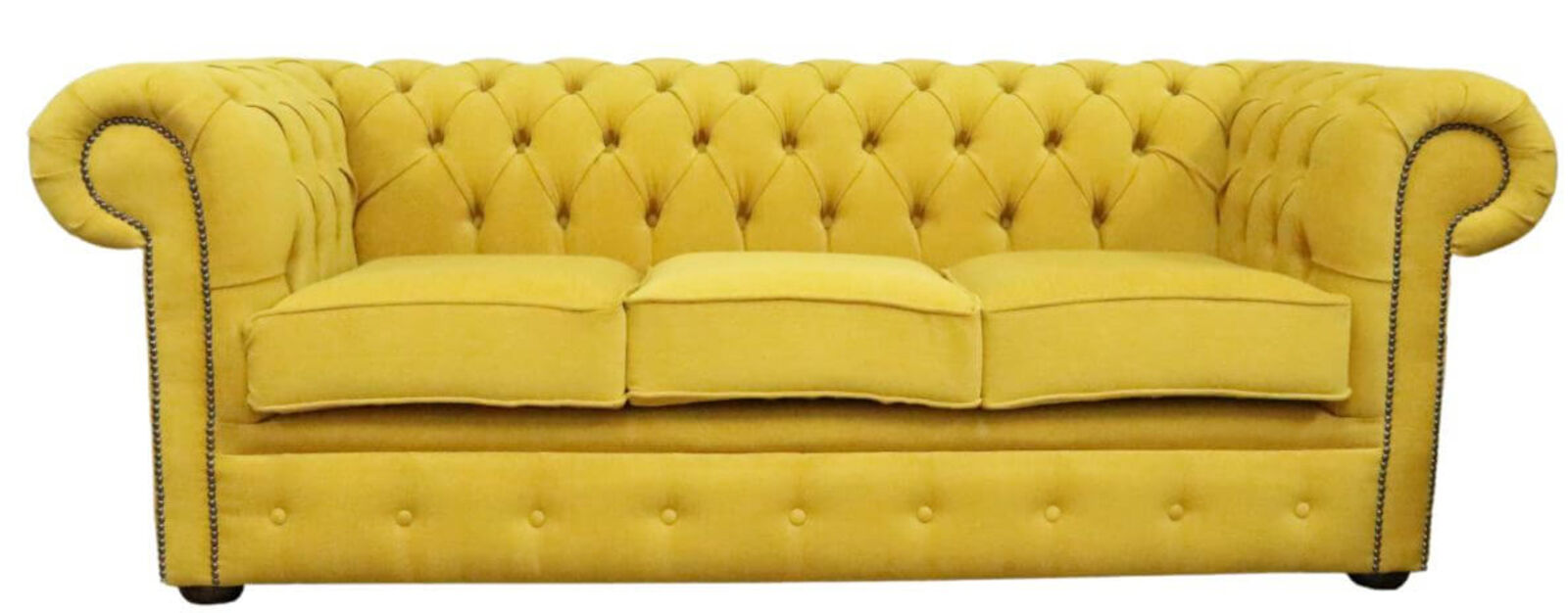 Product photograph of Chesterfield Cantare Mustard Easy Clean Fabric Sofa from Designer Sofas 4U