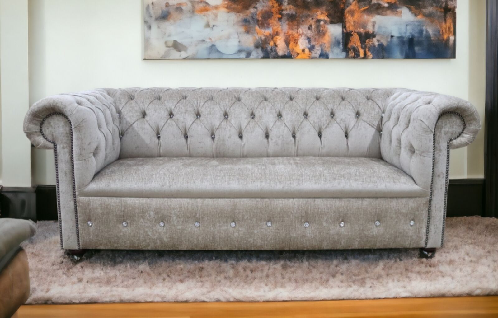 Product photograph of Chesterfield 1780 S Crystal Diamond 3 Seater Presto Mink Sofa Offer from Designer Sofas 4U