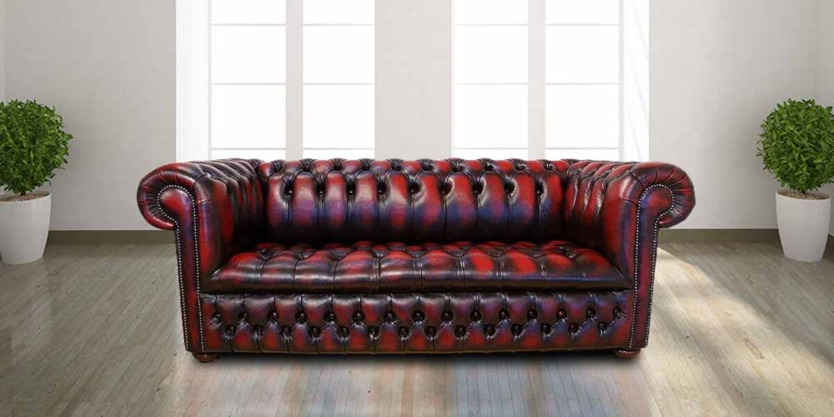 Used chesterfield store leather sofa