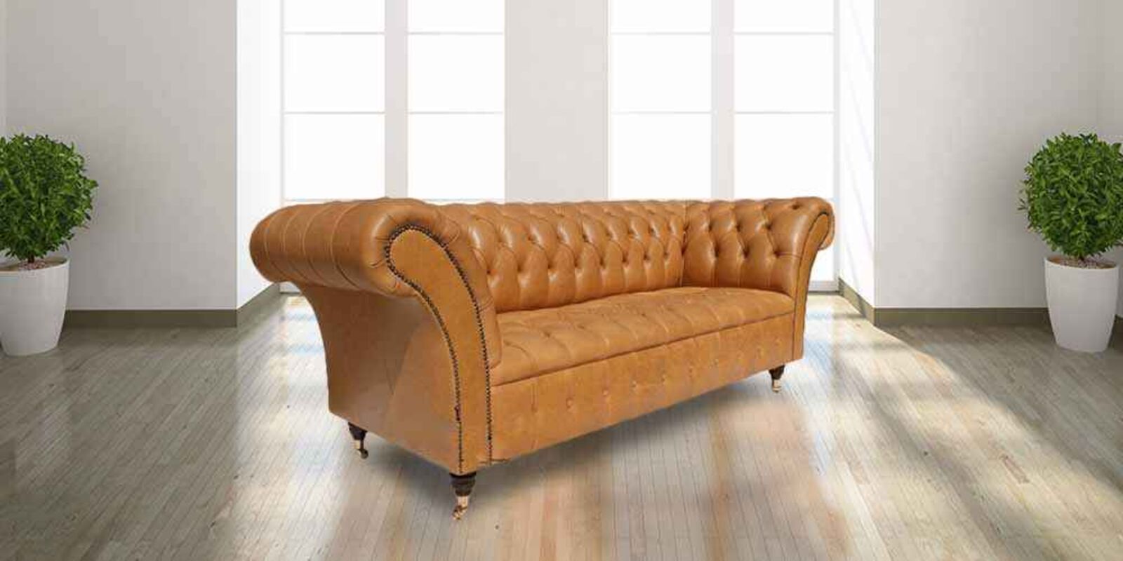 Product photograph of Chesterfield Grosvenor 3 Seater Sofa Settee Old English Buckskin Leather from Designer Sofas 4U