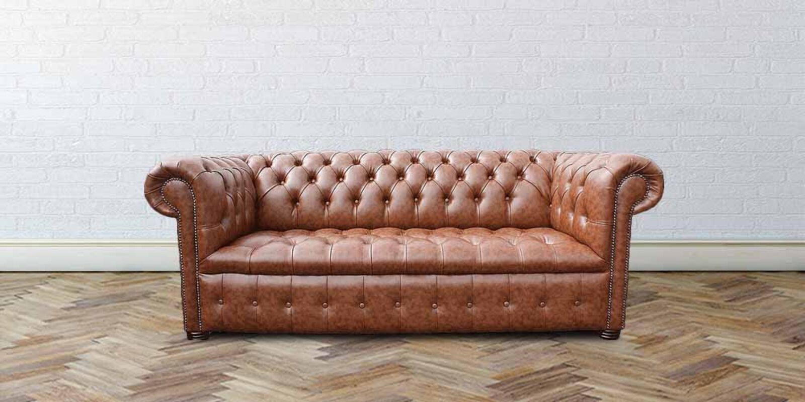 Product photograph of Chesterfield Kensington 3 Seater Buttoned Seat Infinity Camel Faux Leather Sofa Offer from Designer Sofas 4U