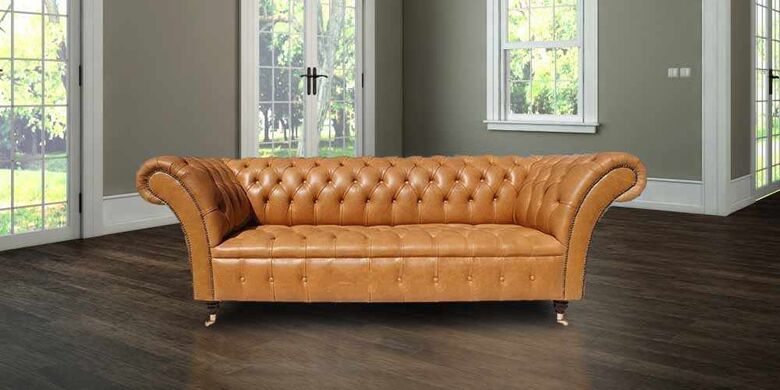 Experience True Comfort with Lawrence 2 Seater Sofa in Orange Leather