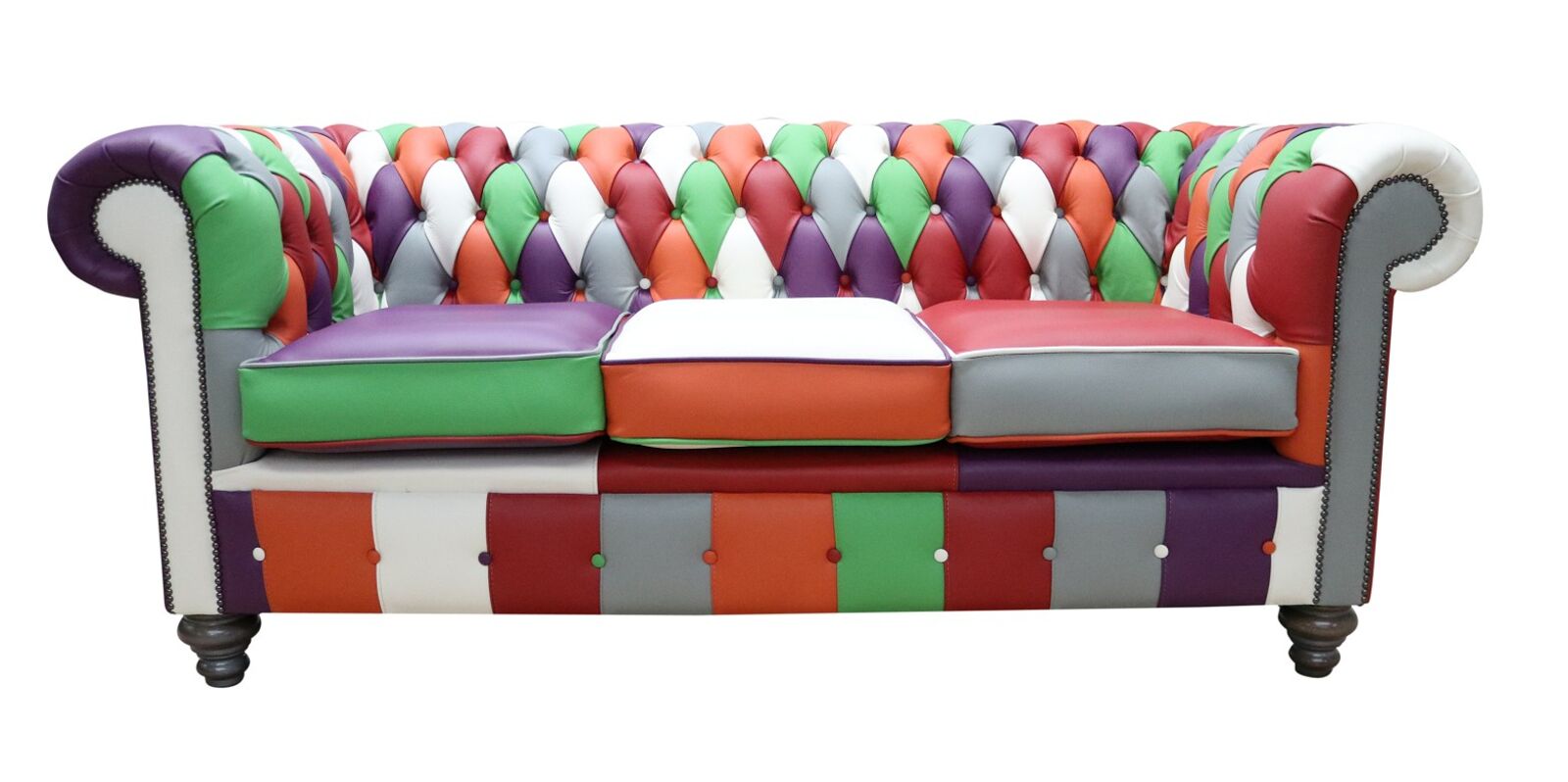 Product photograph of Chesterfield 3 Seater Shelly Patchwork Leather Sofa from Designer Sofas 4U