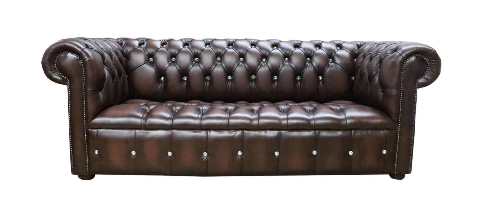 Product photograph of Antique Brown Chesterfield Crystallized Diamond Leather Sofa Amp Hellip from Designer Sofas 4U