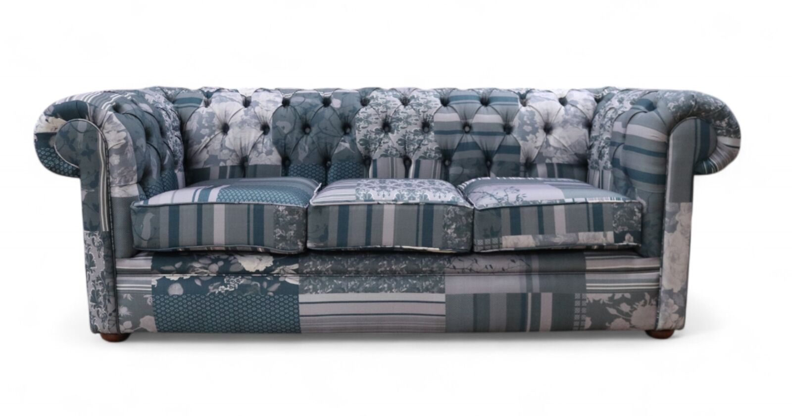 Product photograph of Chesterfield Thomas 3 Seater Charles Patchwork Grey Sofa Offer from Designer Sofas 4U