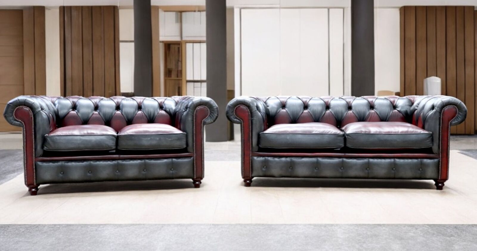 Product photograph of Duke Patchwork Devil Chesterfield 3 2 Seater Sofa Suite Antique Leather from Designer Sofas 4U