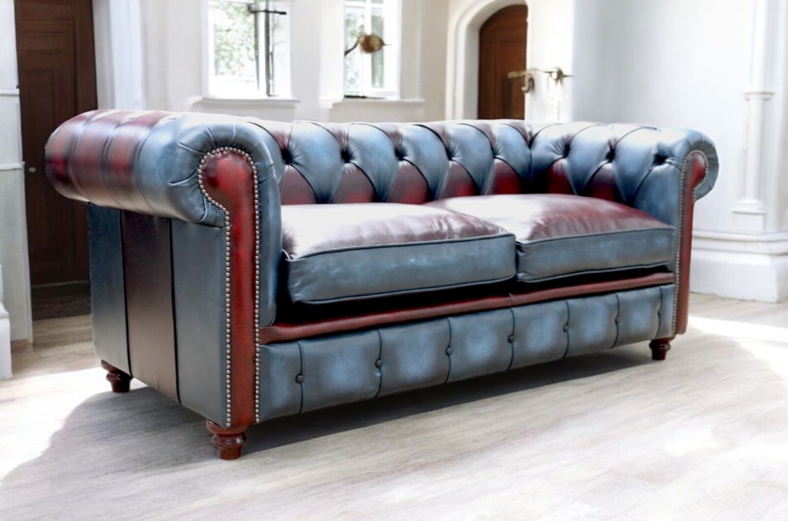 Product photograph of Duke Patchwork Timeless Chesterfield 3 Seater Sofa Settee Antique Leather from Designer Sofas 4U