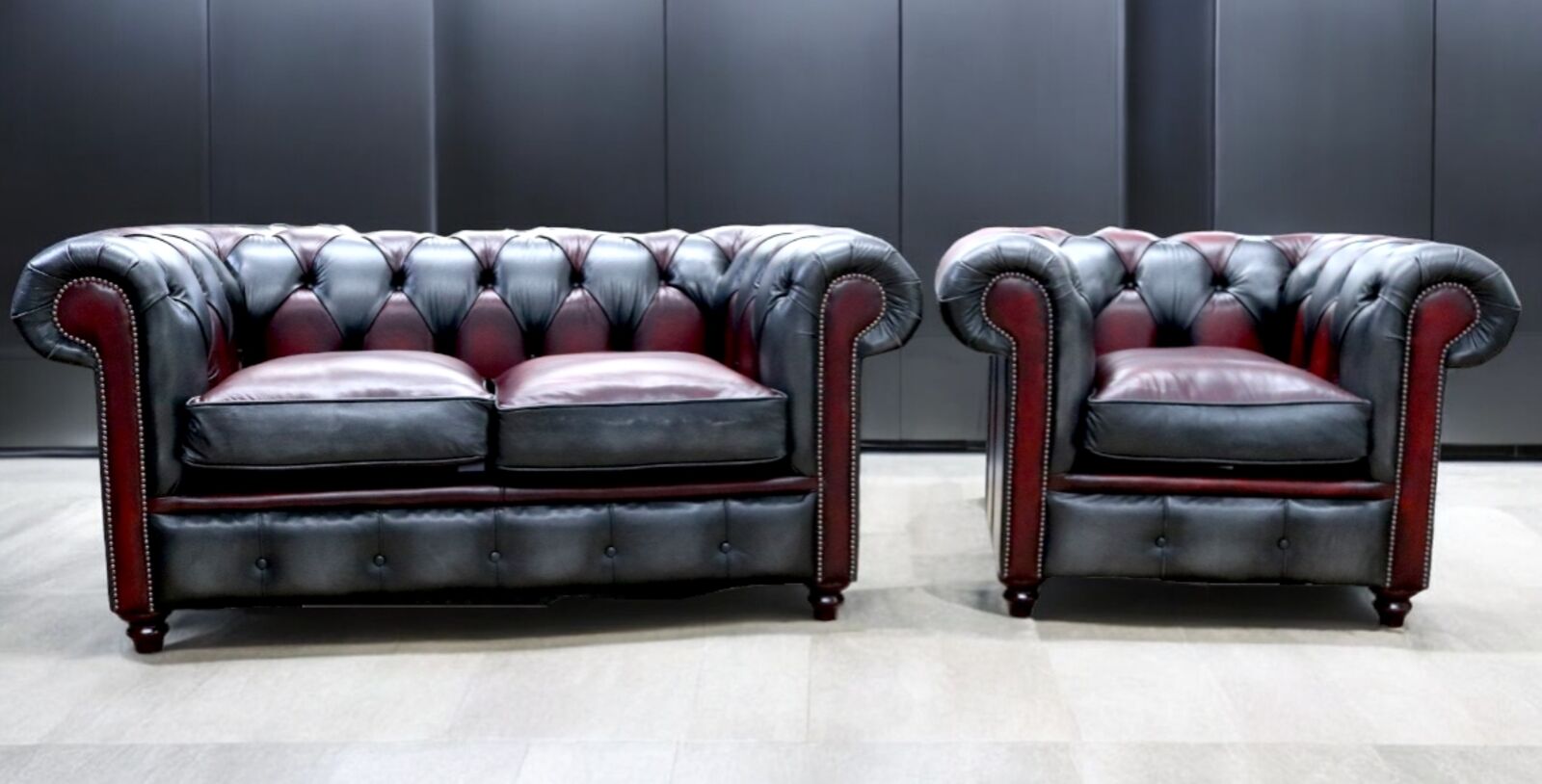 Product photograph of Duke Patchwork Devil Chesterfield 2 Club Seater Sofa Suite Antique Leather from Designer Sofas 4U