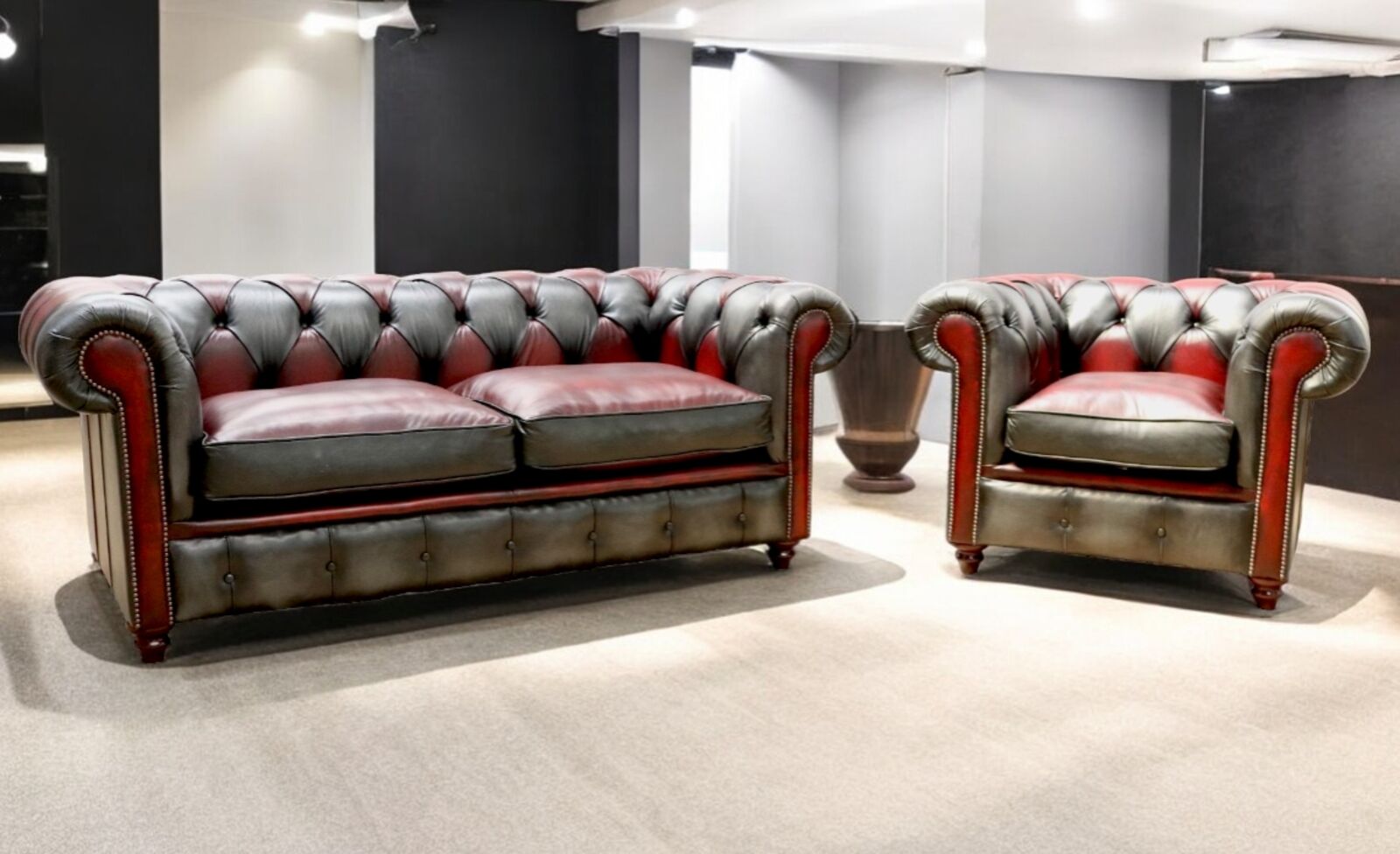 Product photograph of Duke Patchwork Devil Chesterfield 3 Club Seater Sofa Suite Antique Leather from Designer Sofas 4U