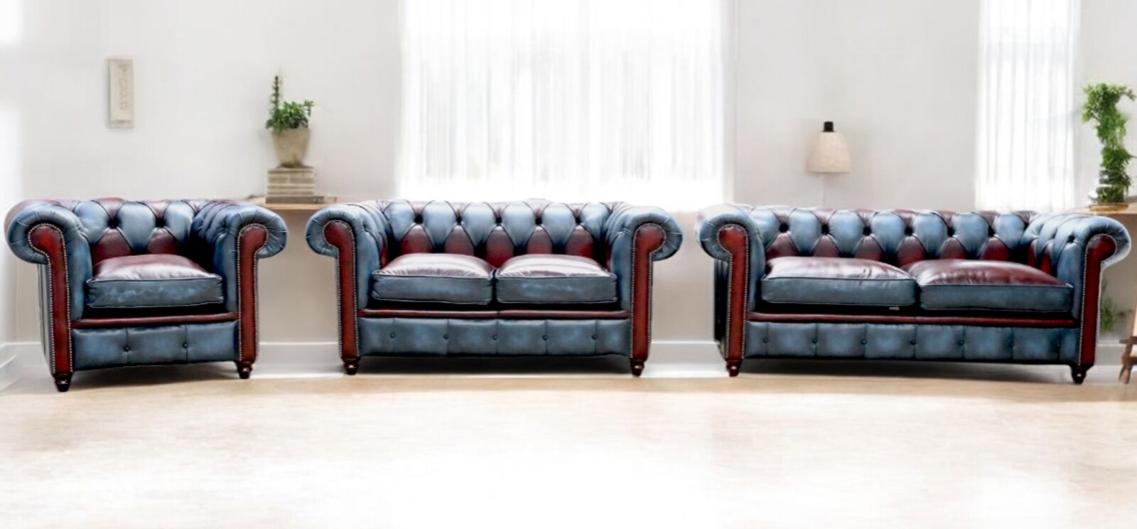 Product photograph of Duke Patchwork Timeless Chesterfield 3 2 1 Sofa Suite Antique Leather from Designer Sofas 4U