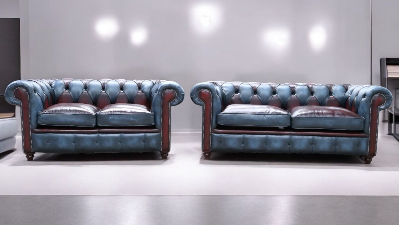 Product photograph of Duke Patchwork Timeless Chesterfield 3 2 Seater Sofa Suite Antique Leather from Designer Sofas 4U