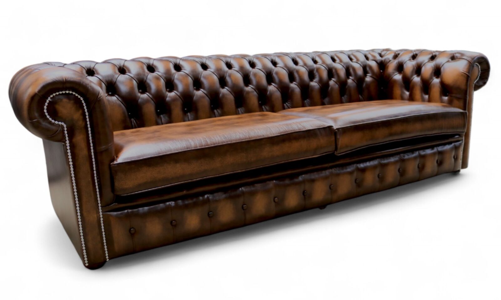 Product photograph of Chesterfield 4 Seater Settee Antique Tan Leather Sofa Offer from Designer Sofas 4U