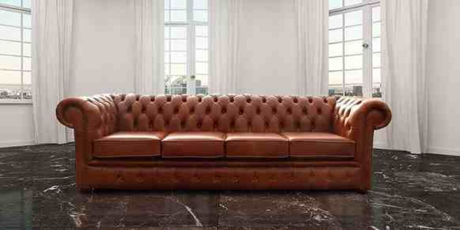 Product photograph of Chesterfield 4 Seater Settee Sofa Old English Saddle Leather from Designer Sofas 4U