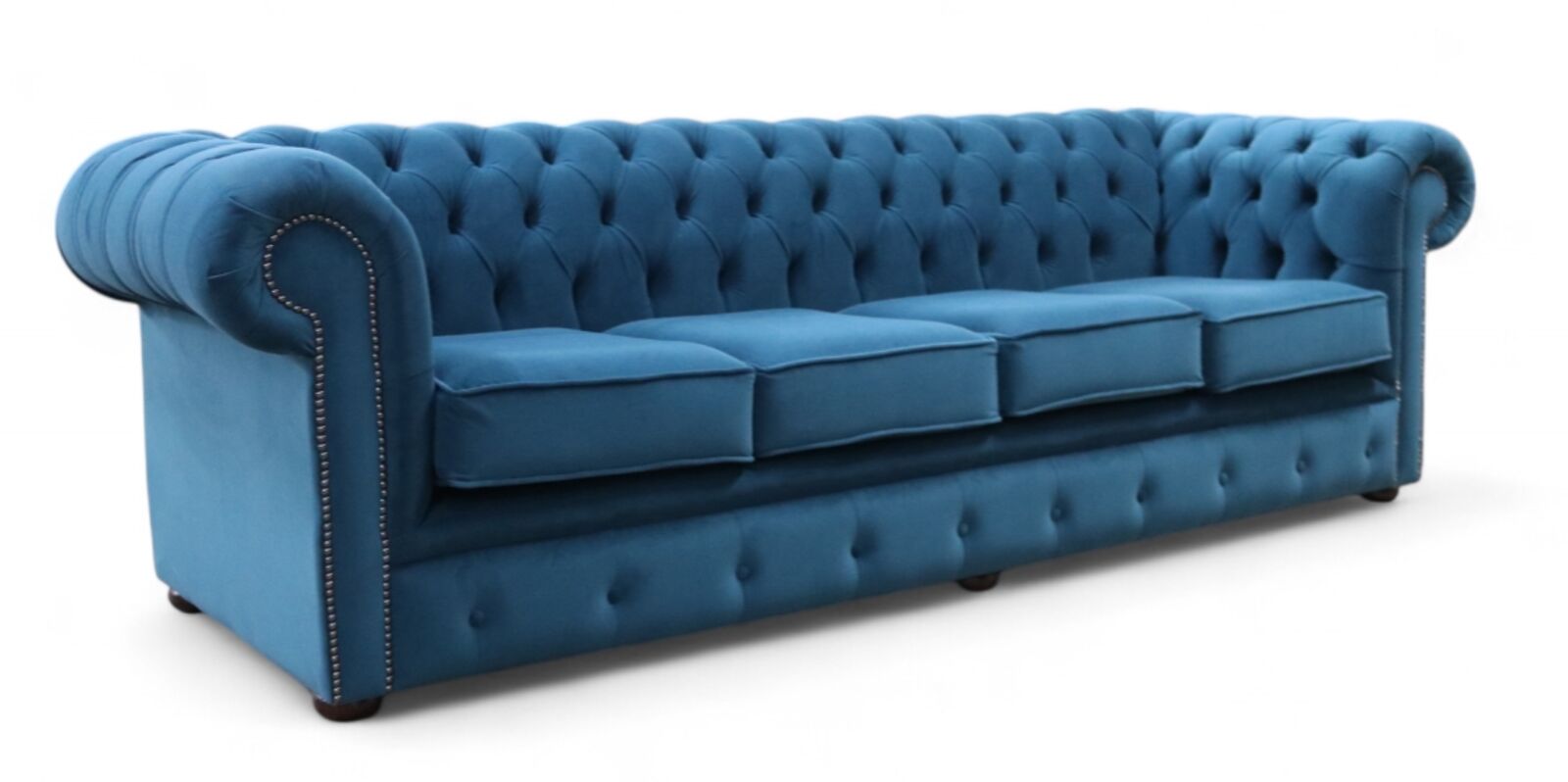 Product photograph of Chesterfield 4 Seater Sofa Passion Kingfisher Blue Fabric from Designer Sofas 4U