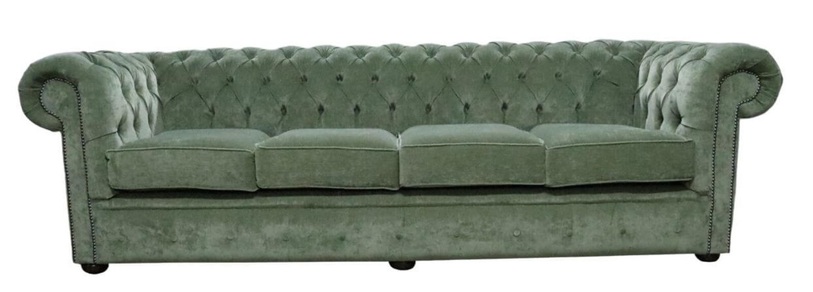 Product photograph of Chesterfield 4 Seater Sofa Pimlico Moss Green Fabric from Designer Sofas 4U