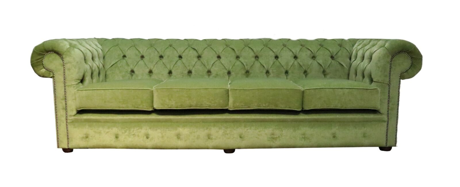 Product photograph of Chesterfield 4 Seater Sofa Pimlico Sage Green Fabric Stock from Designer Sofas 4U