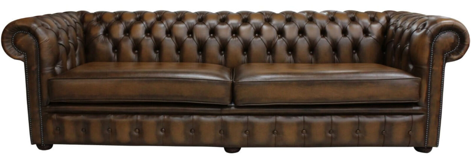 Product photograph of Chesterfield 4 Seater Settee Antique Tan Leather Sofa Offer from Designer Sofas 4U
