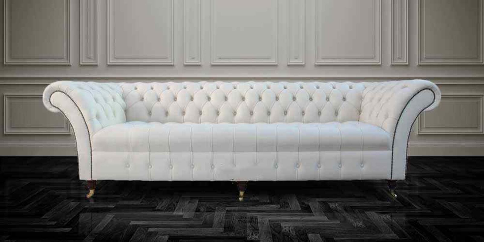 Product photograph of Chesterfield Balmoral 4 Seater Sofa Buttoned Seat Settee Cream Leather from Designer Sofas 4U