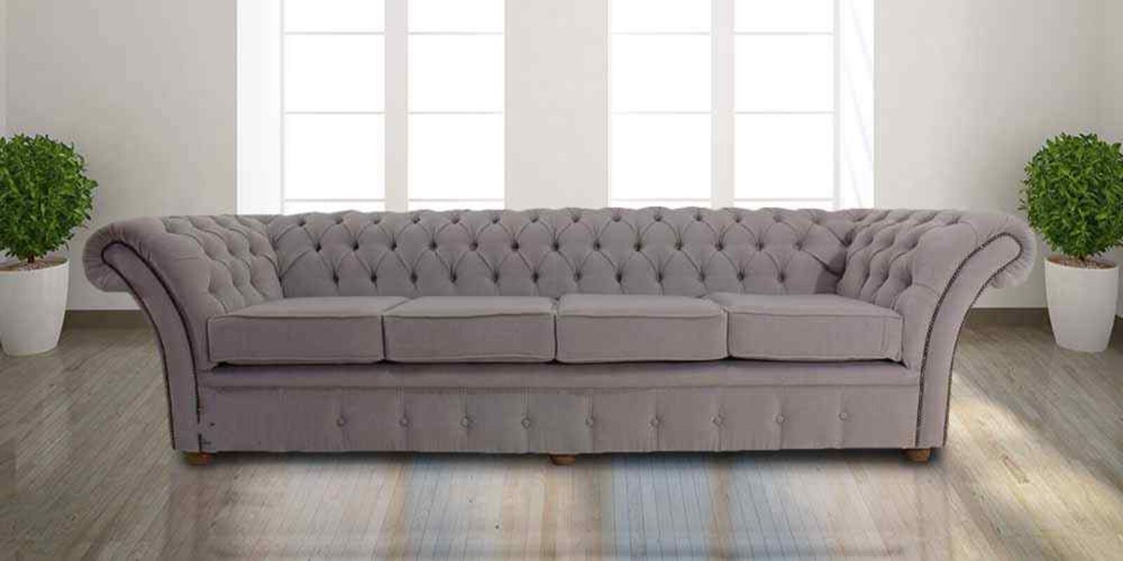 Product photograph of Chesterfield Balmoral 4 Seater Sofa Settee Pimlico Mist Fabric from Designer Sofas 4U