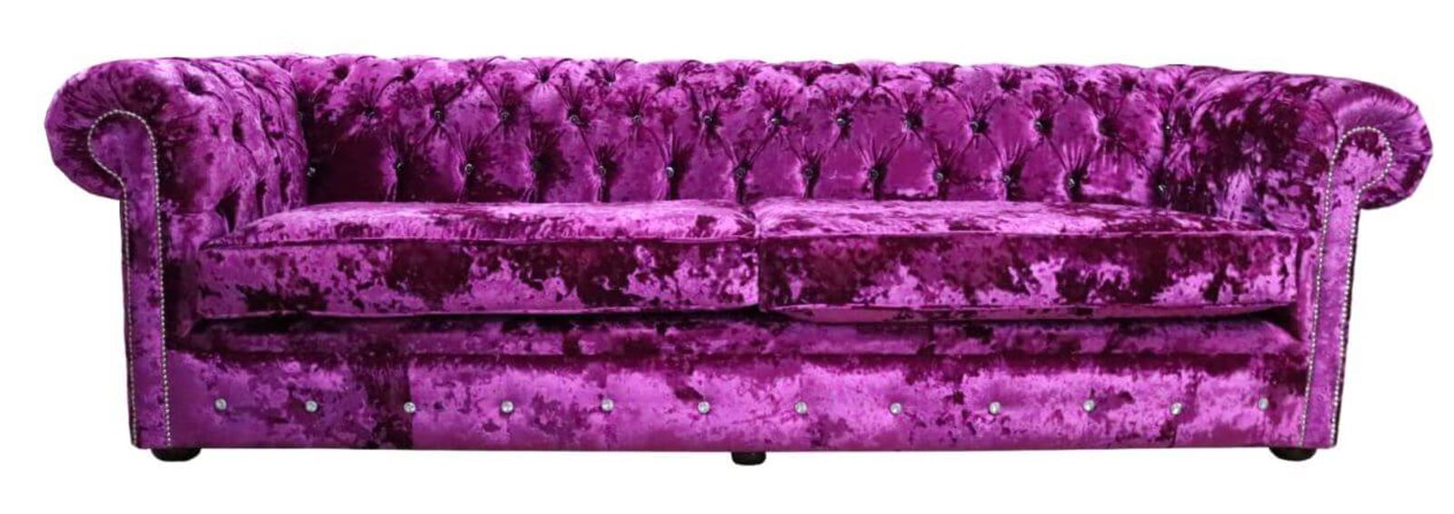 Product photograph of Chesterfield Pink Crystal Diamond 4 Seater Lustro Glamour Velvet Sofa Offer from Designer Sofas 4U