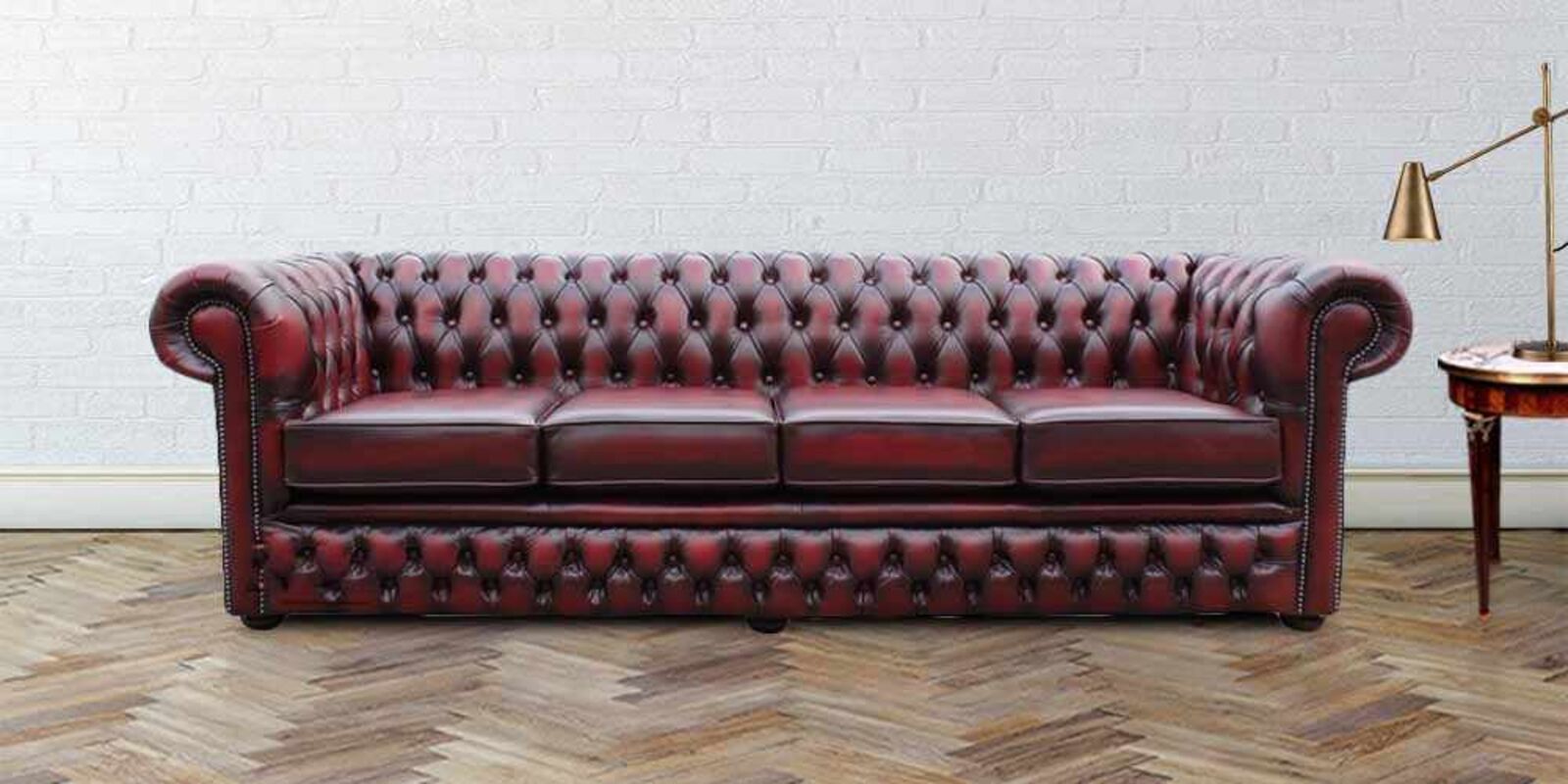 Product photograph of Rub Off Antique Oxblood Leather Chesterfield Durham 4 Seater Settee Sofa Offer Designersofas4u from Designer Sofas 4U