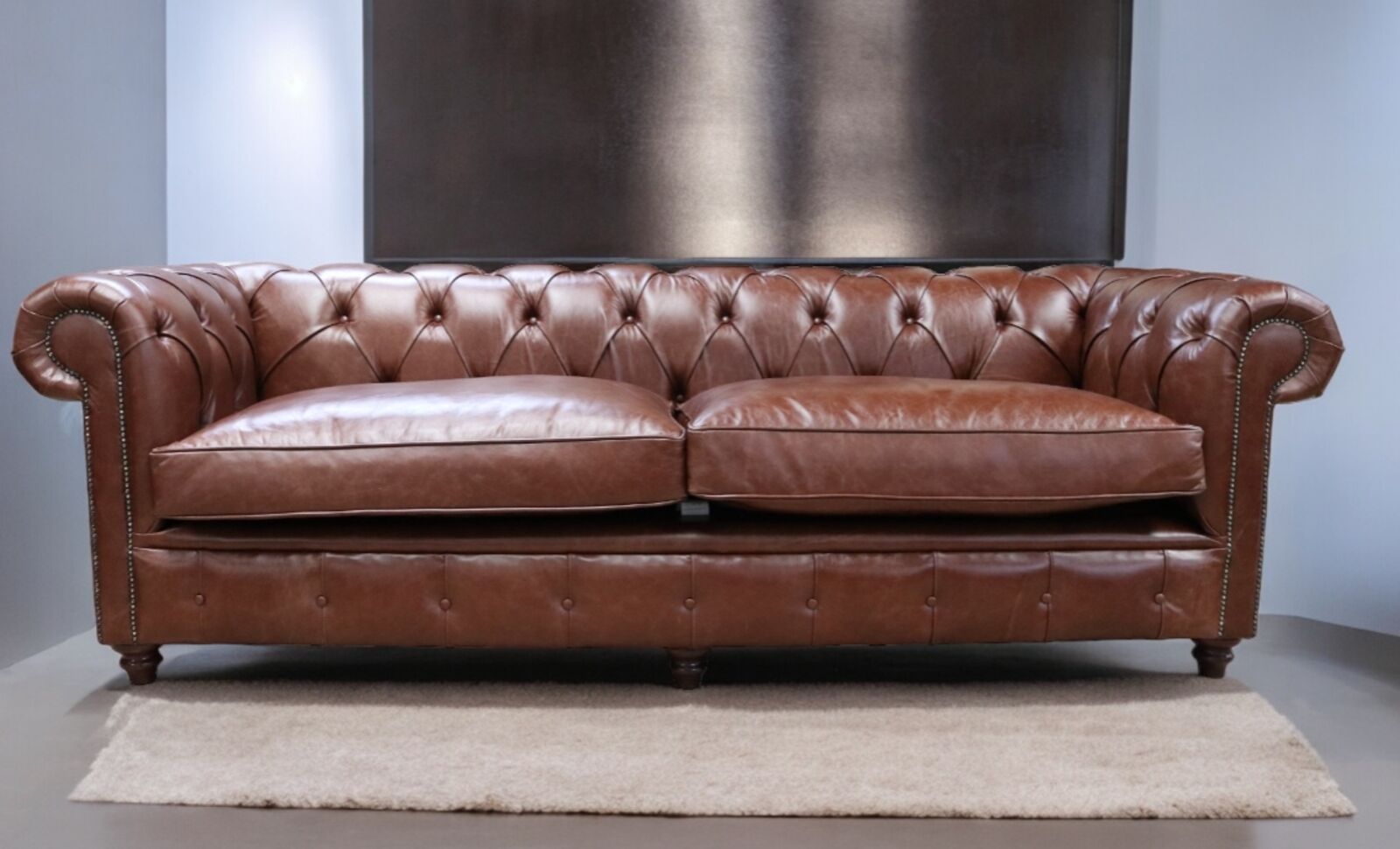 Product photograph of Duke Chesterfield 4 Seater Sofa Old English Hazel Leather from Designer Sofas 4U