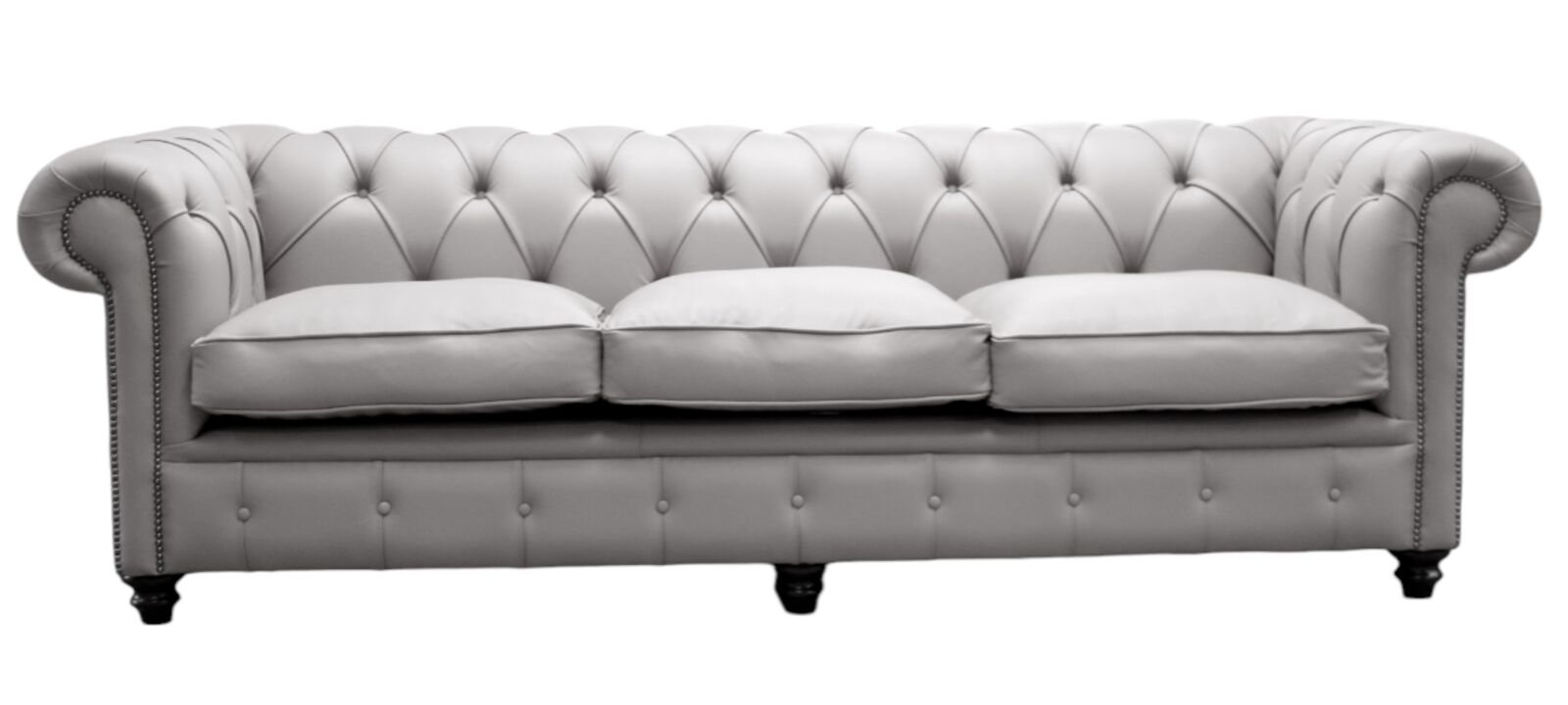 Product photograph of Duke Chesterfield 4 Seater Sofa Settee Shelly Silver Grey Leather from Designer Sofas 4U