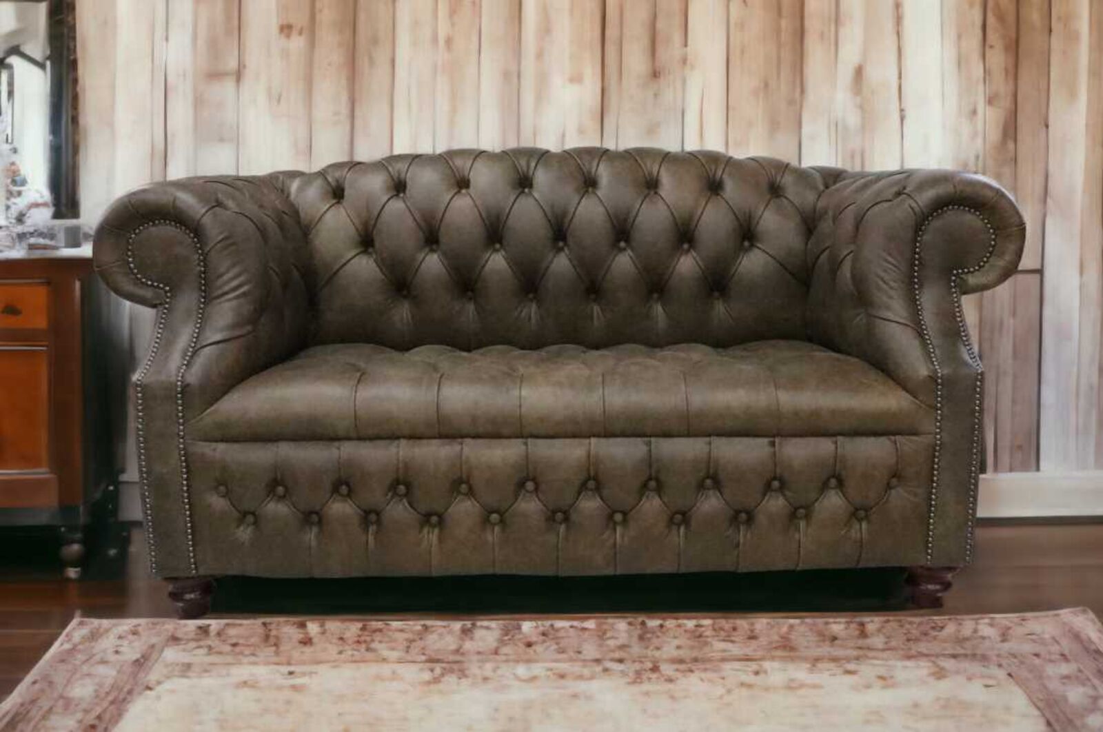 Product photograph of Chesterfield Buckingham Windsor 2 Seater Cracked Wax Tobacco Leather Sofa Offer from Designer Sofas 4U
