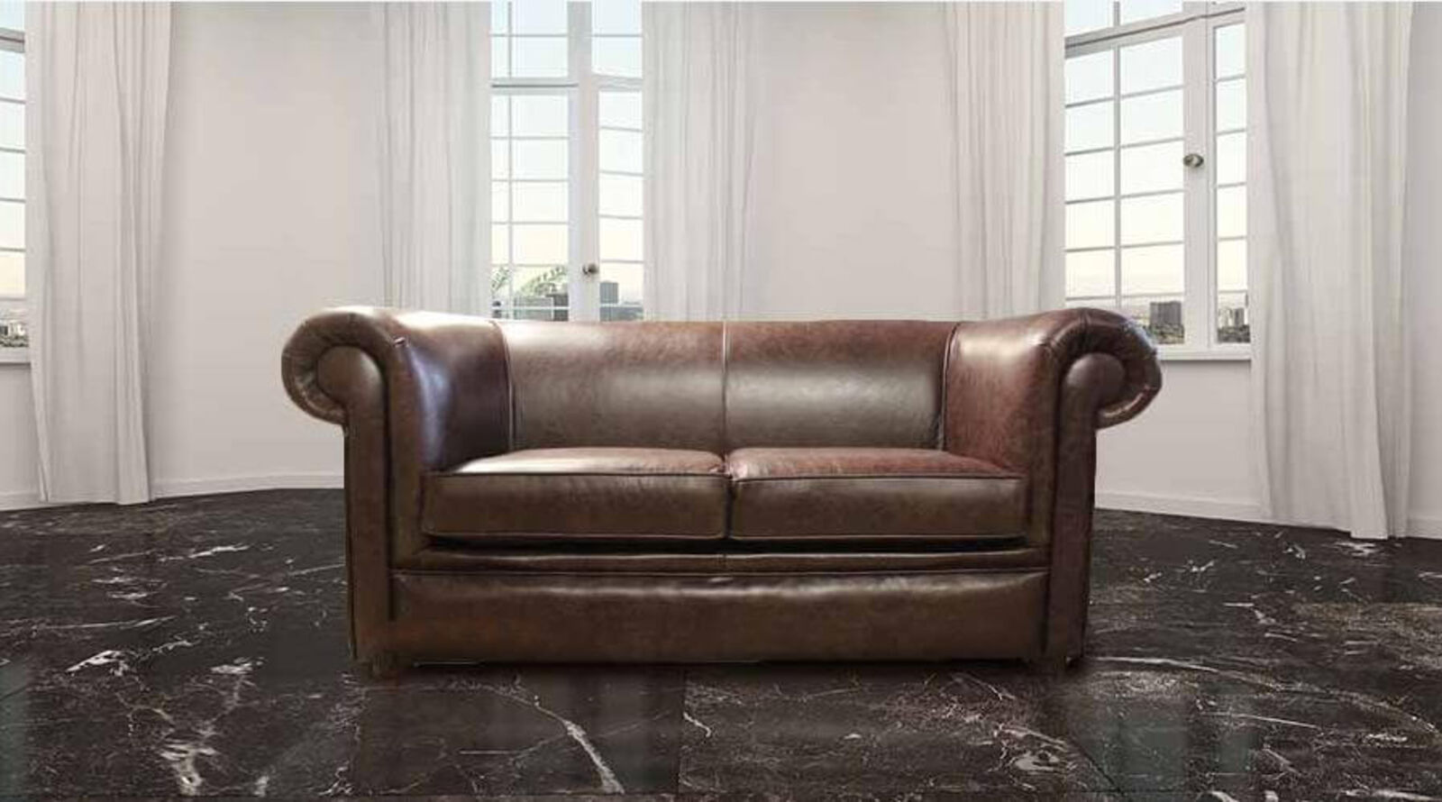 Product photograph of Chesterfield 1930 S 2 Seater Settee Old English Dark Brown Leather Sofa from Designer Sofas 4U