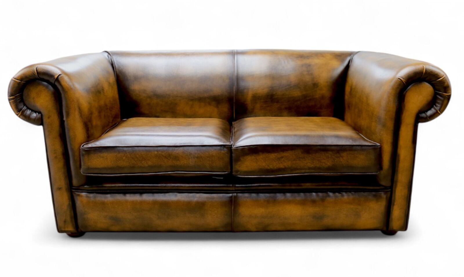 Product photograph of Chesterfield 1930 S 2 Seater Sofa Settee Antique Gold Real Leather from Designer Sofas 4U